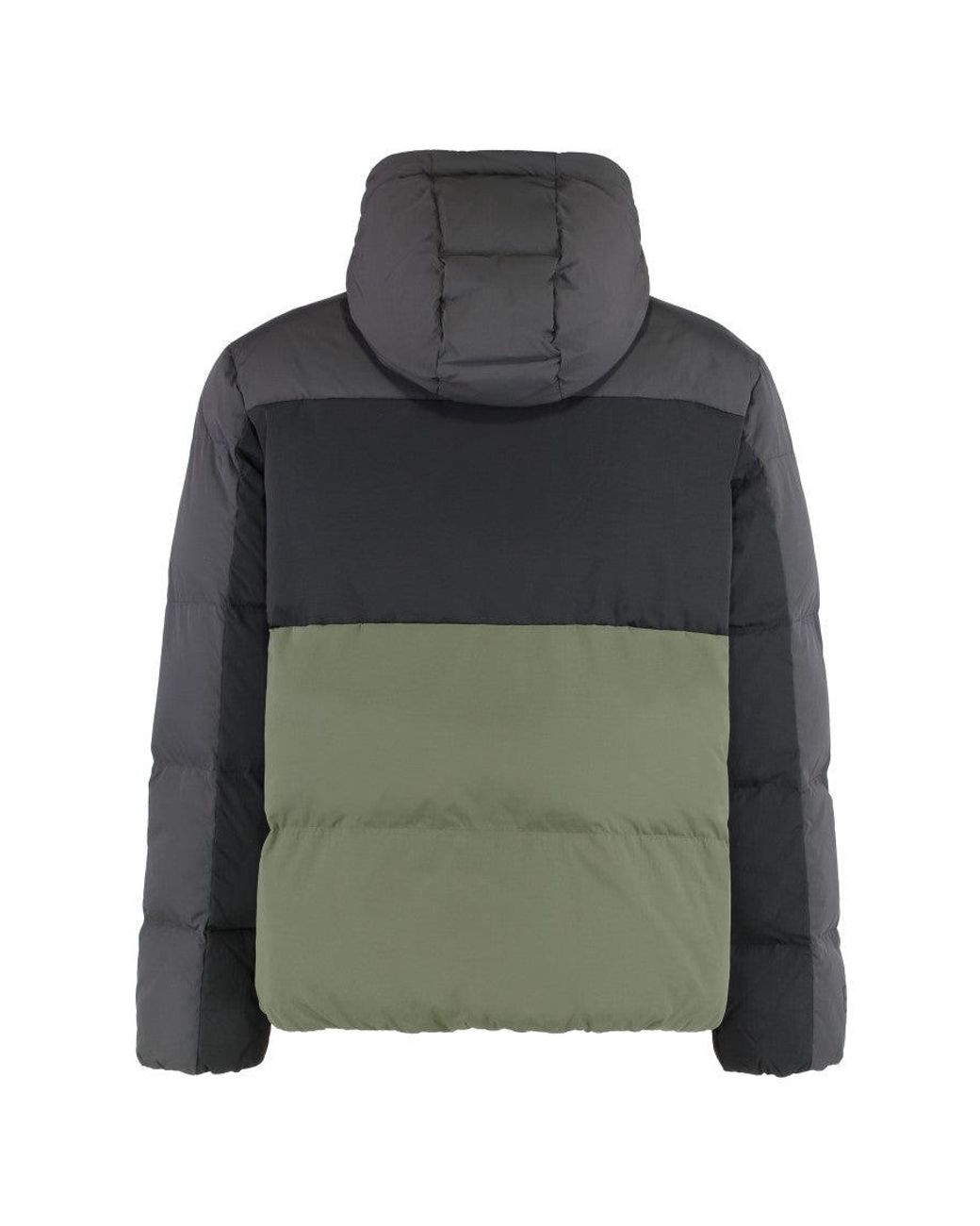 EA7 Green Ea7 Color-Block Polyamide Down Jacket for men