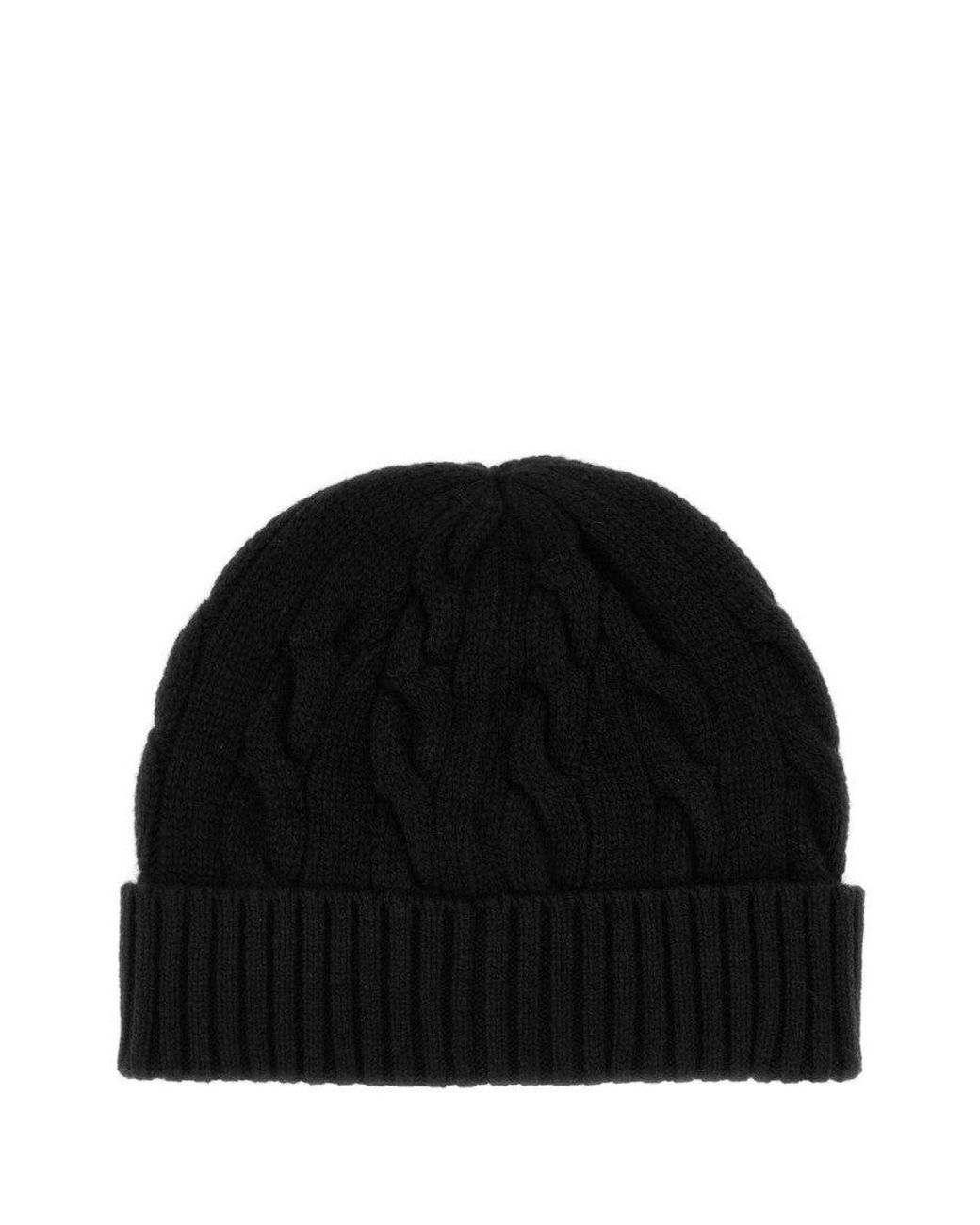 Polo Ralph Lauren Black Logo Beanie Cap for men
