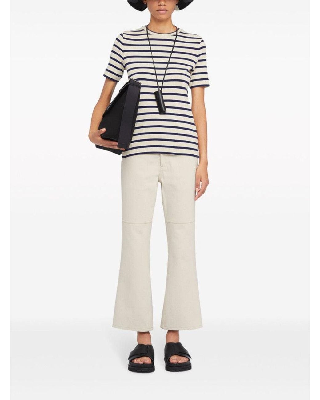 Jil Sander White Striped T-Shirt