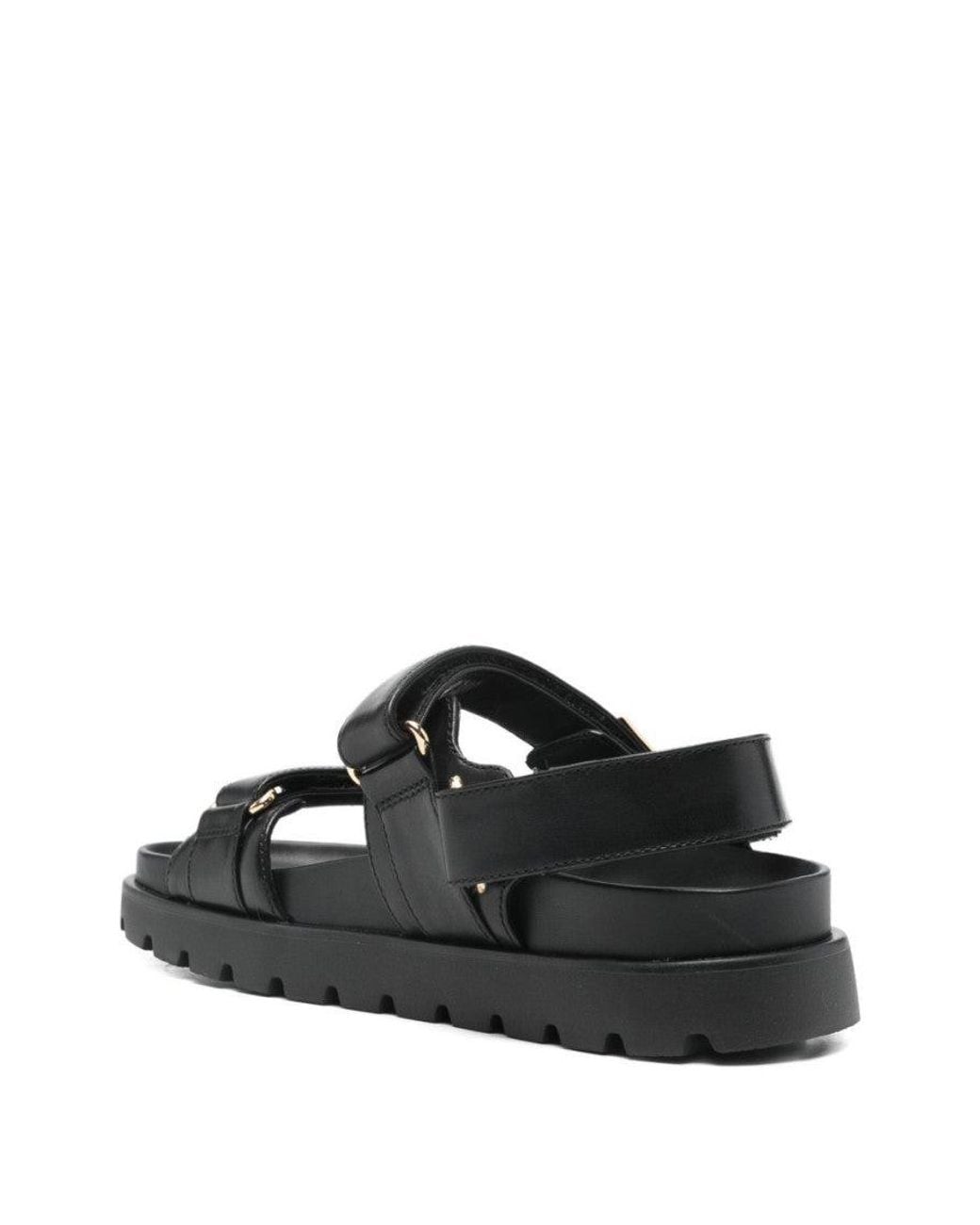 Tory Burch Black Logo Leather Sandals
