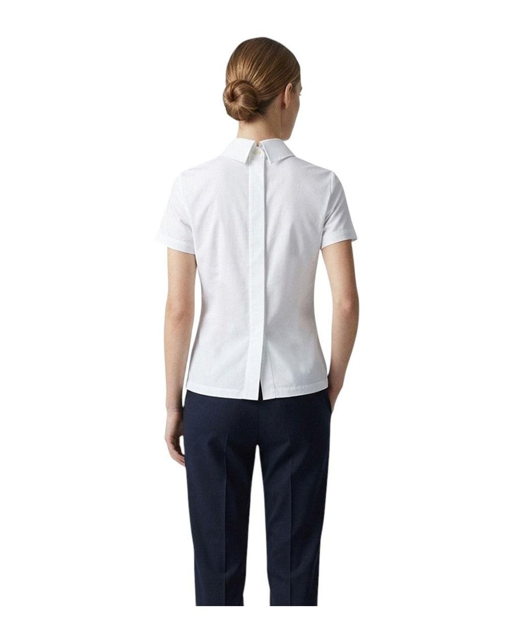 Givenchy White Solid Mock Collar T-Shirt