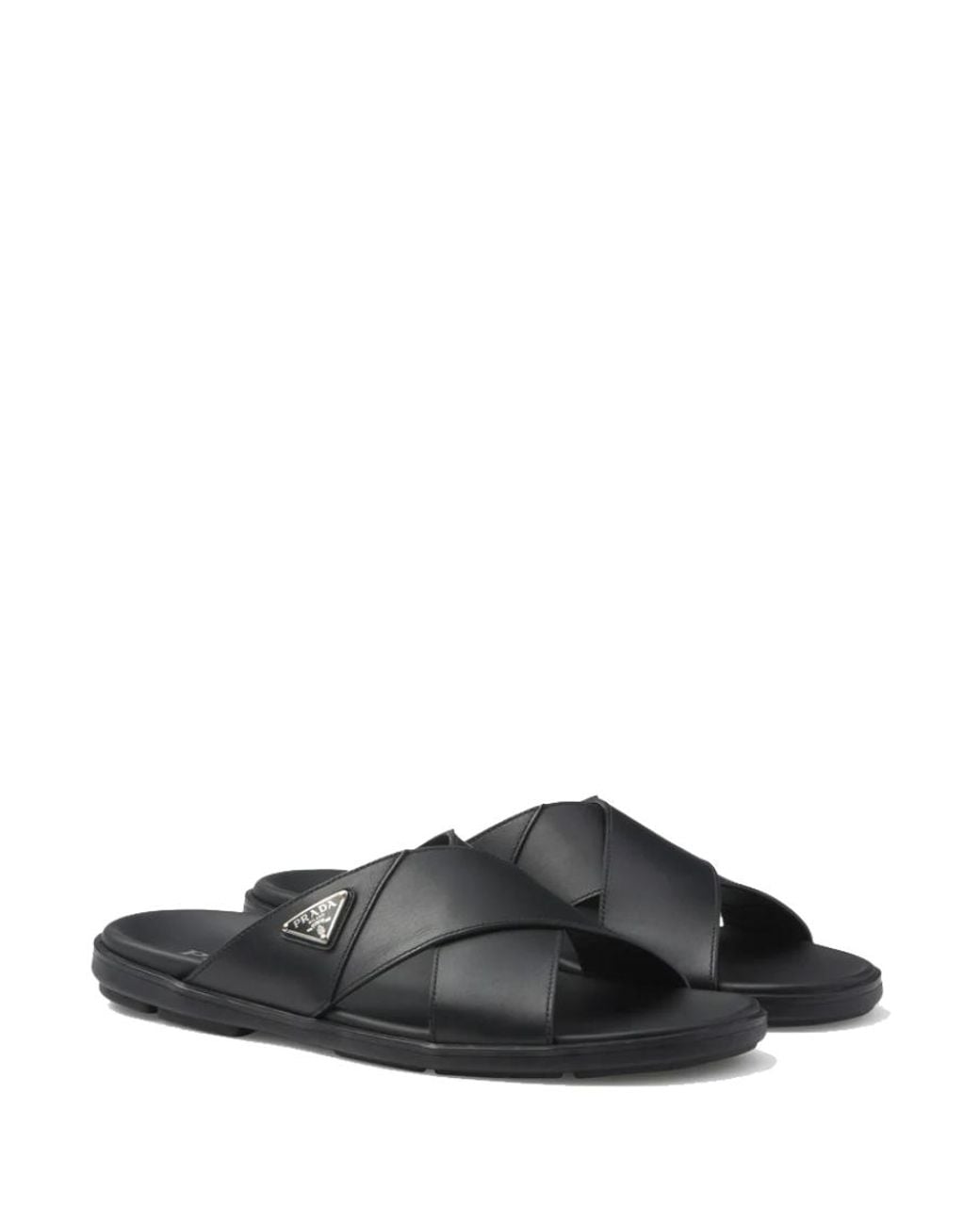 Prada Black Leather Sandals for men