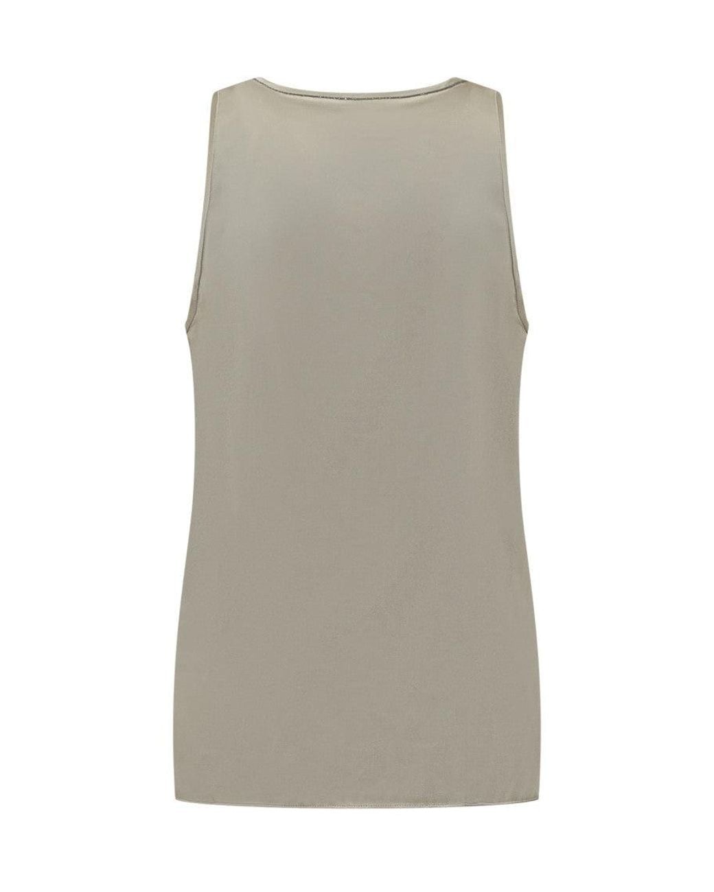 Brunello Cucinelli Gray Sleeveless Giro Neck Top