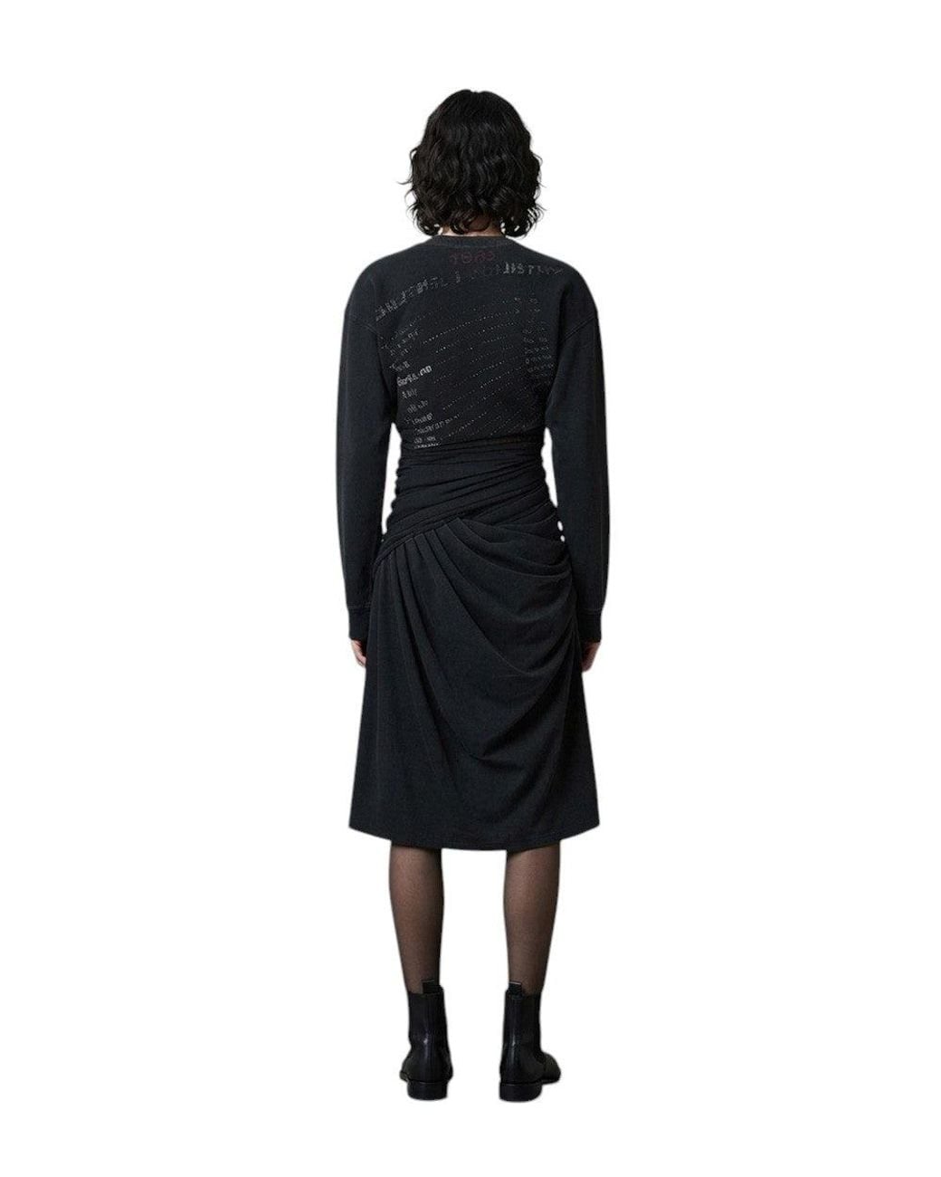 DIESEL Black Crew Neck Knee Length Dress