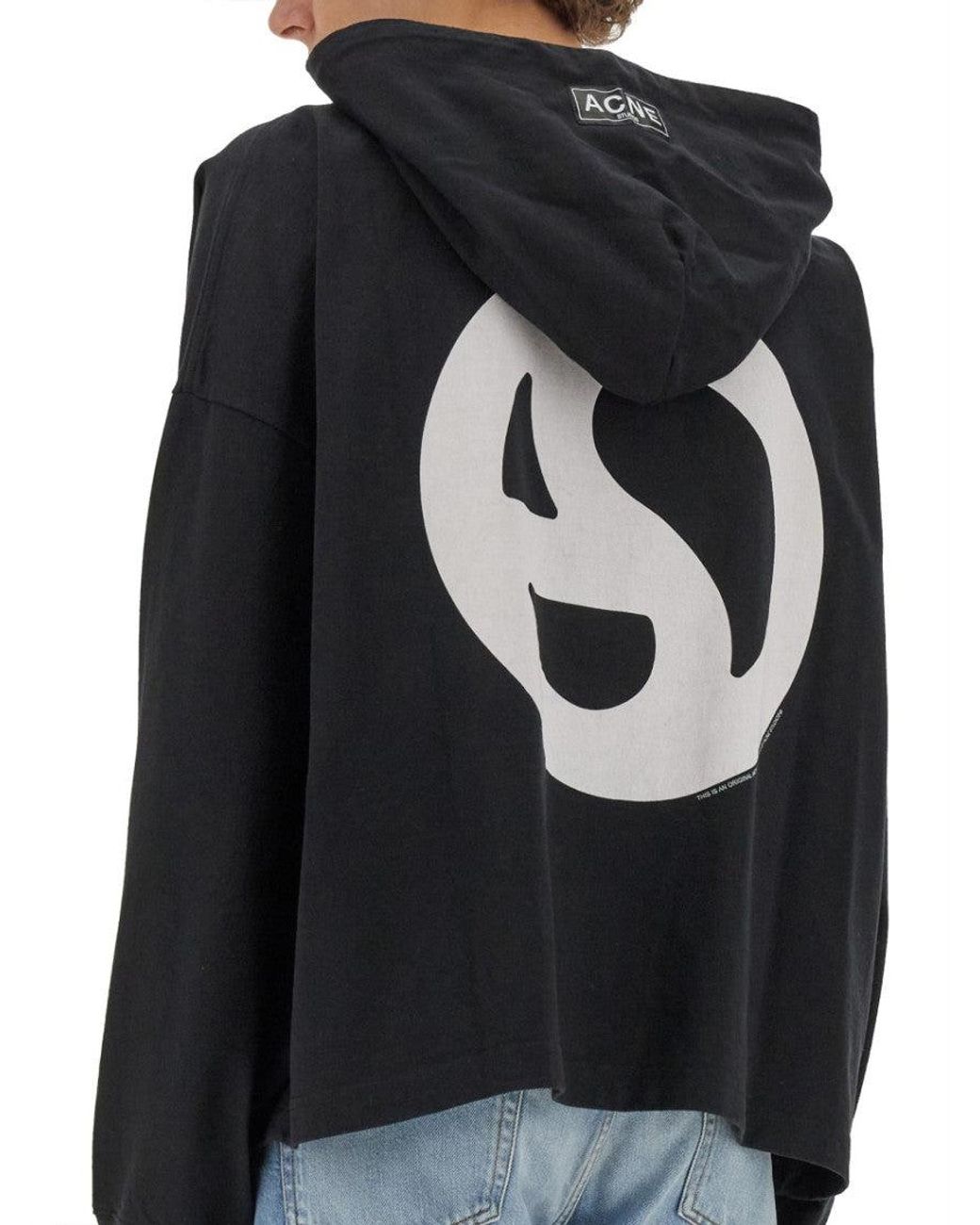 Acne Black Oversized Logo Hoodie