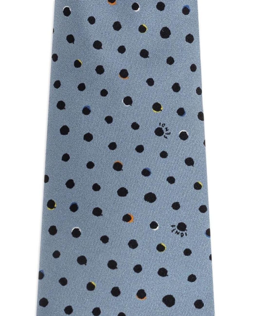 Fendi Blue Light Polka Dot Tie for men