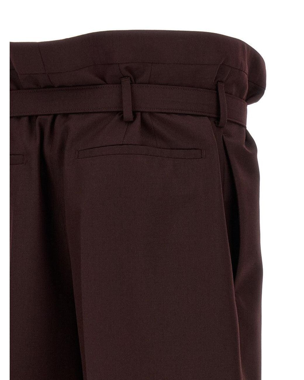Saint Laurent Brown Dark Slim Pleated Pants for men