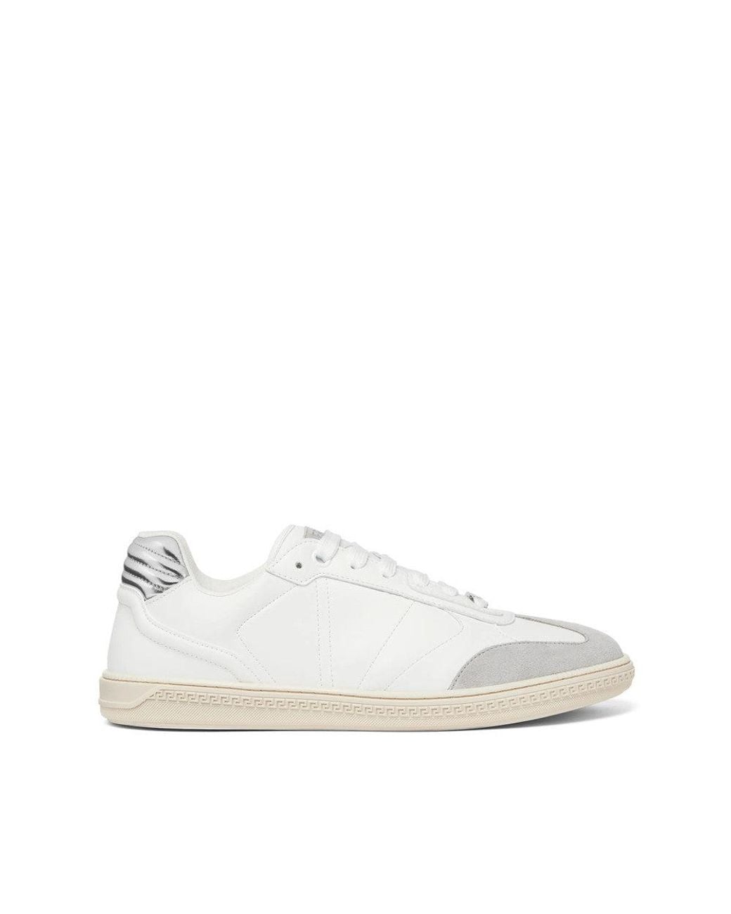 Versace White Greca Court Sneakers for men