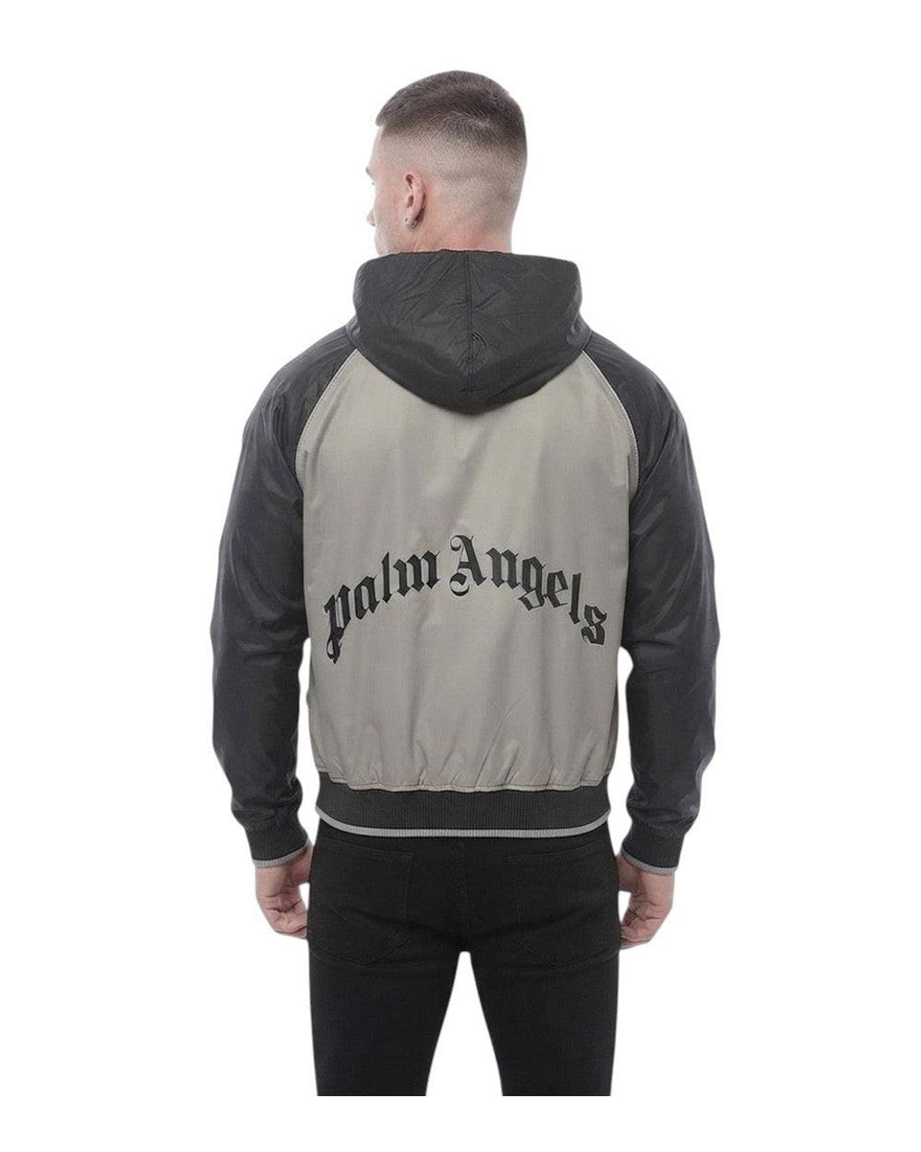 Palm Angels Gray Regular Hood Jacket for men