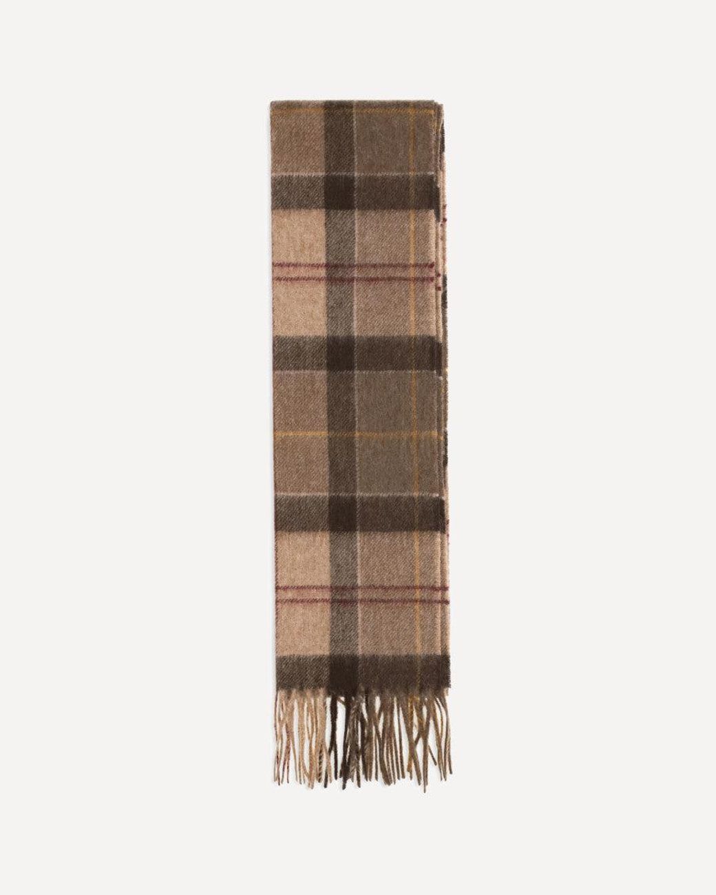 Barbour Natural Tartan Fringed Scarf Muted Tartan