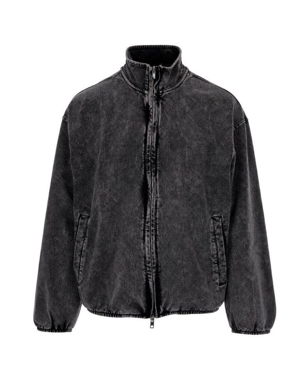 DIESEL Black Mock Collar Sweat Jacket for men