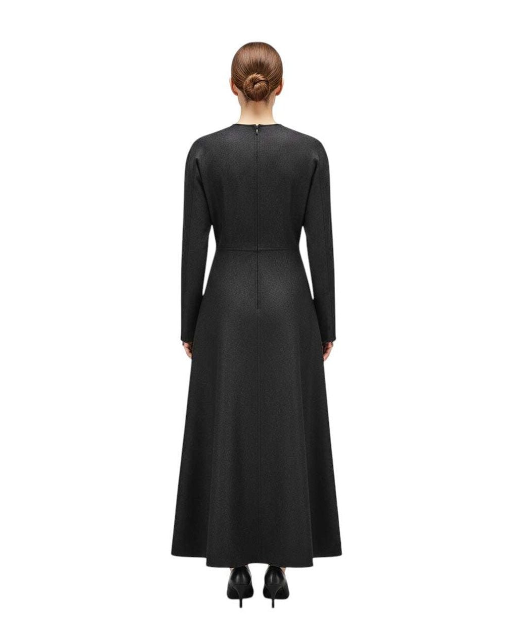 Victoria Beckham Black Round Neck Maxi Dress