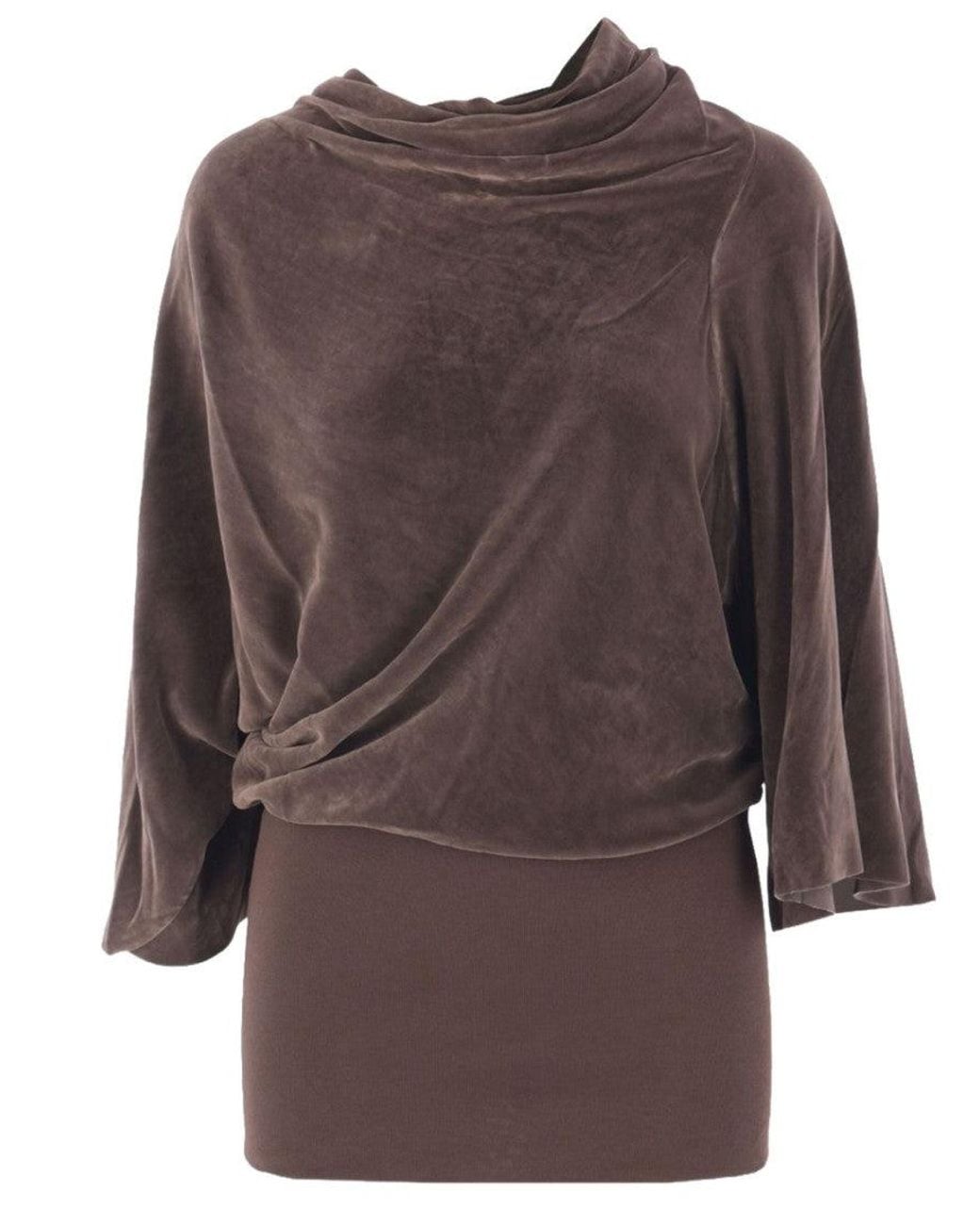 Rick Owens Brown Solid Cowl Neck Top