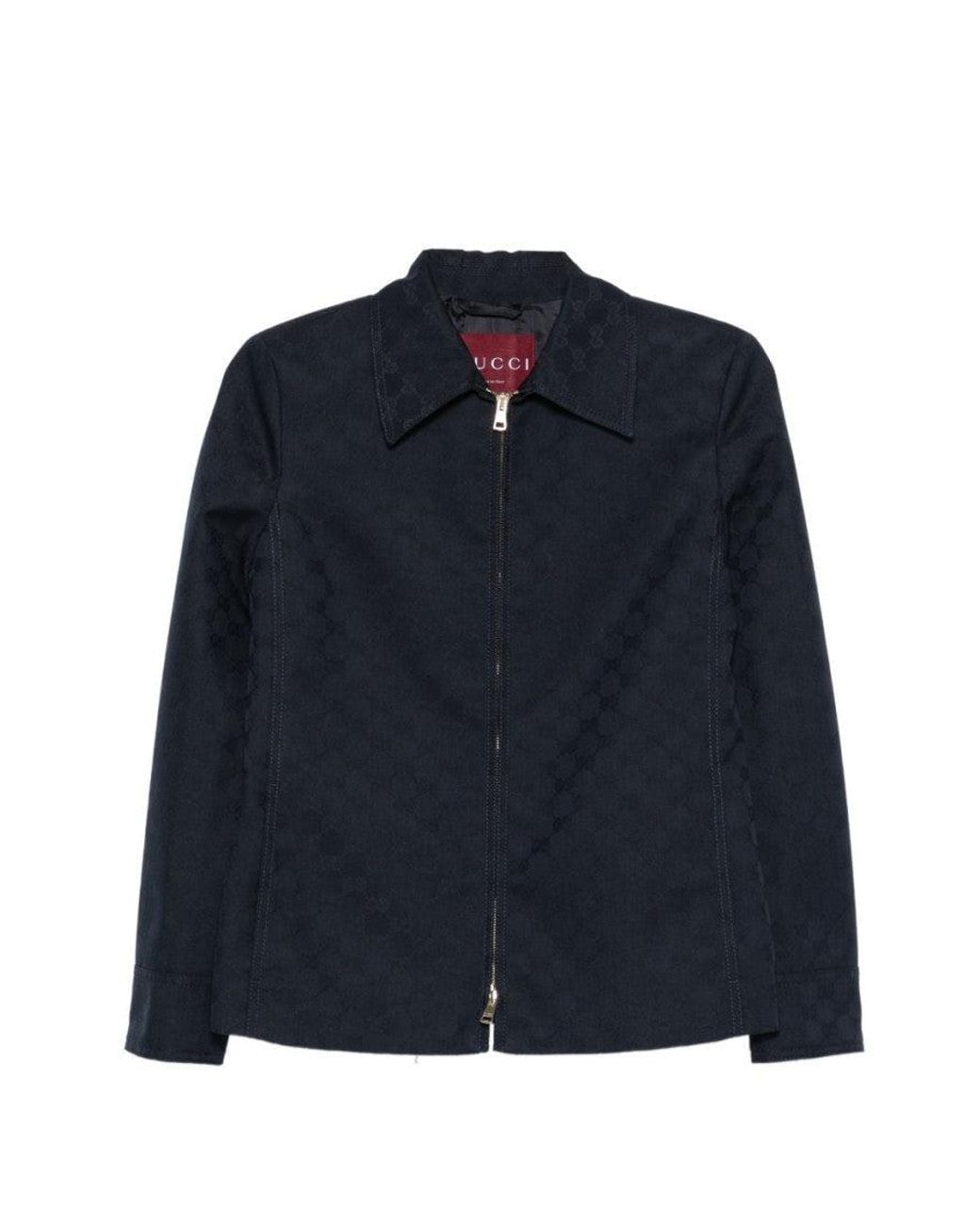 Gucci Blue Logo Shirt Collar Blazer