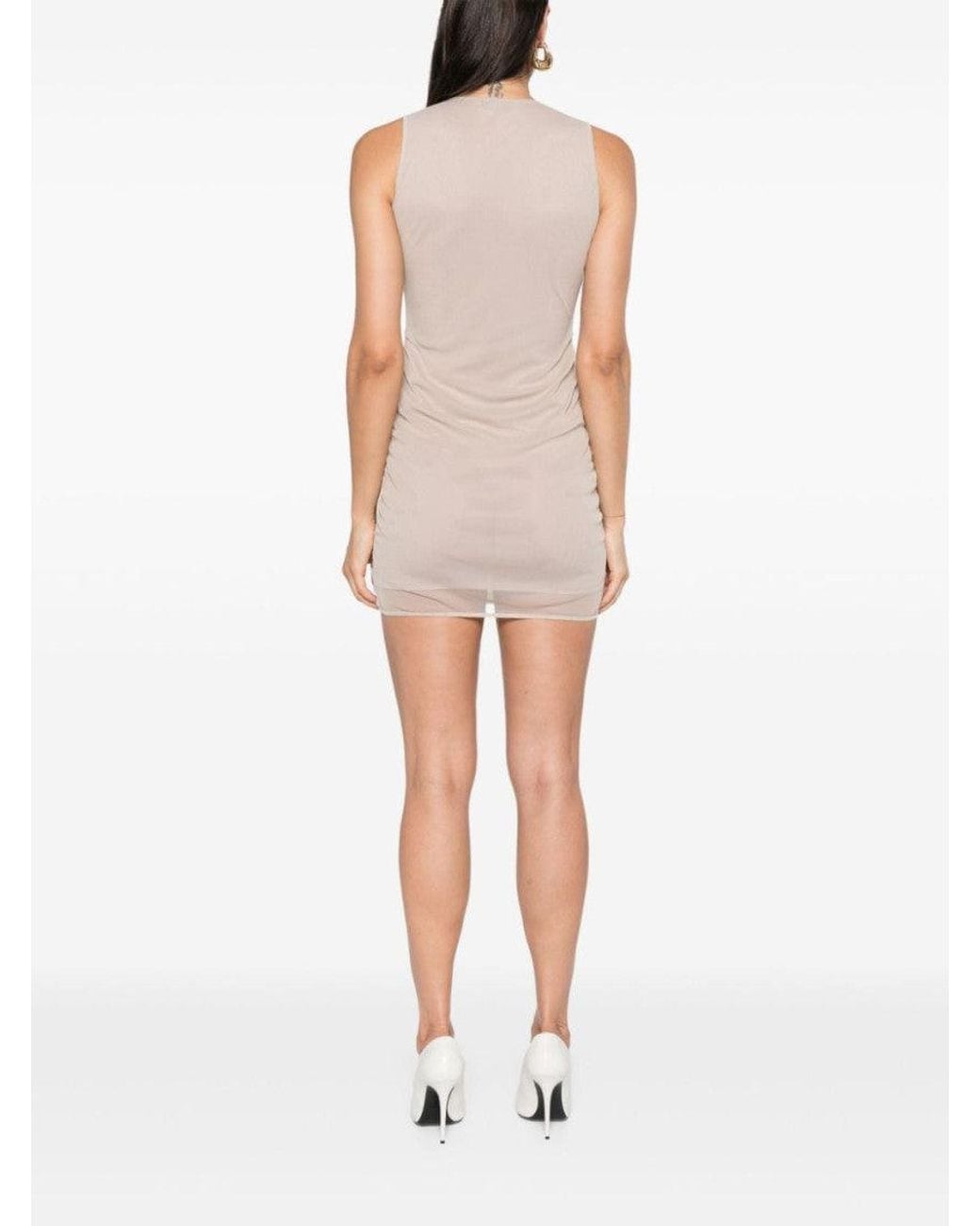 Saint Laurent Natural Stretch Tulle Short Dress
