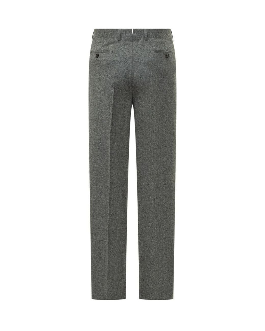 Zegna Gray Tailored Pleated Trousers for men