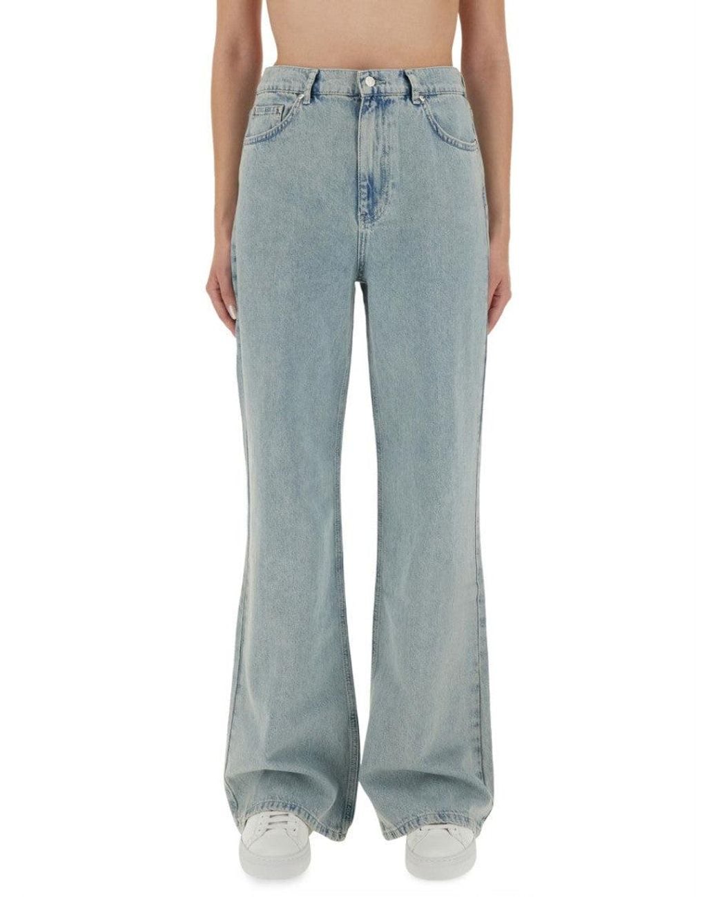 Moschino Blue Denim Flared High Rise Jeans