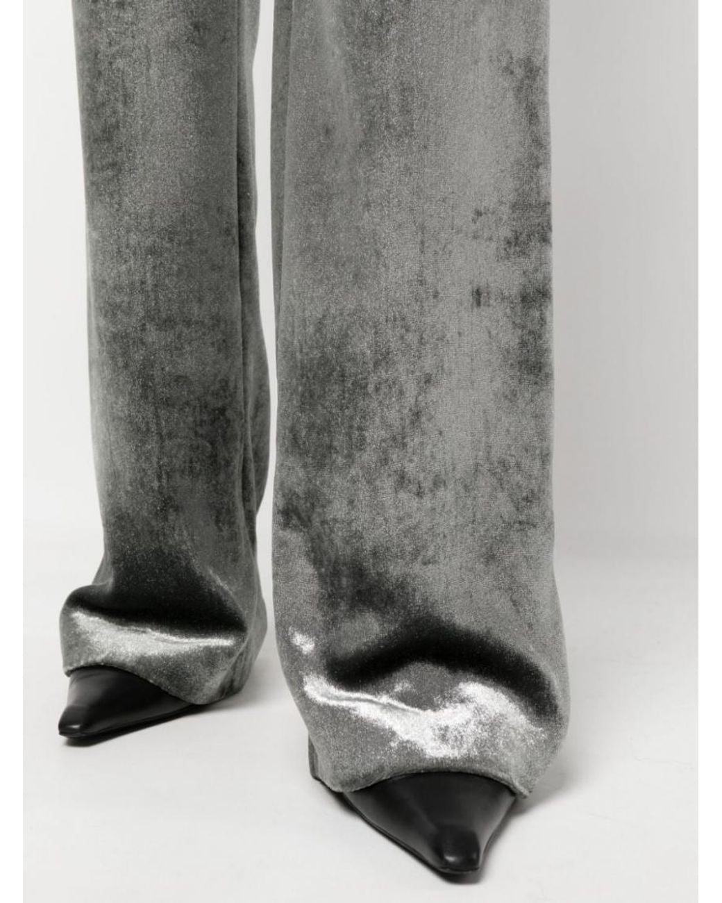 Alberta Ferretti Gray Low-Rise Trousers