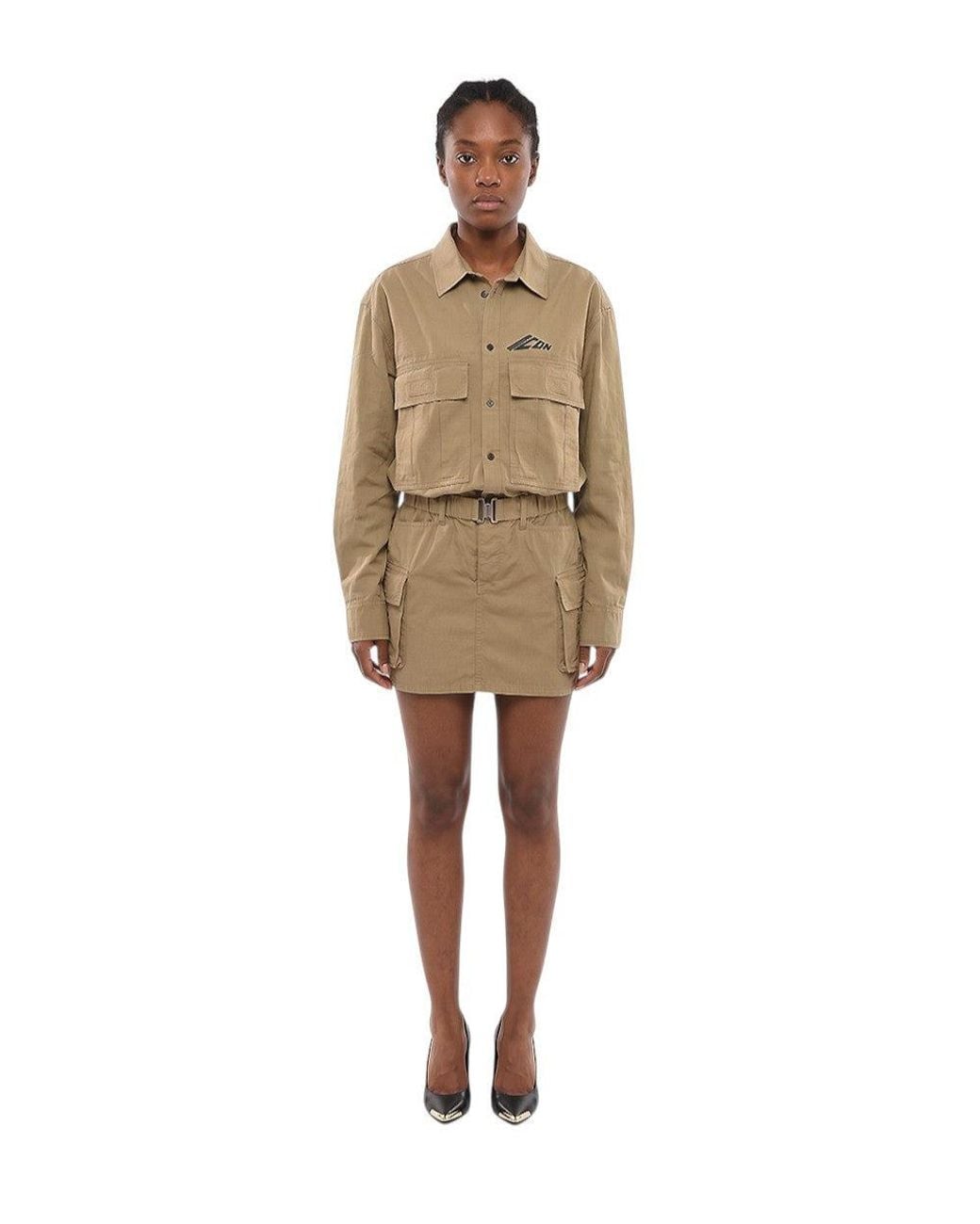DSquared² Natural Shirt Collar Mini Dress