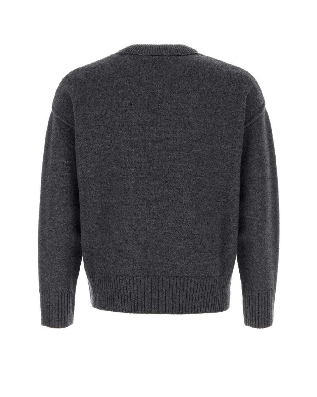 AMI Gray Crew Neck Pullover for men