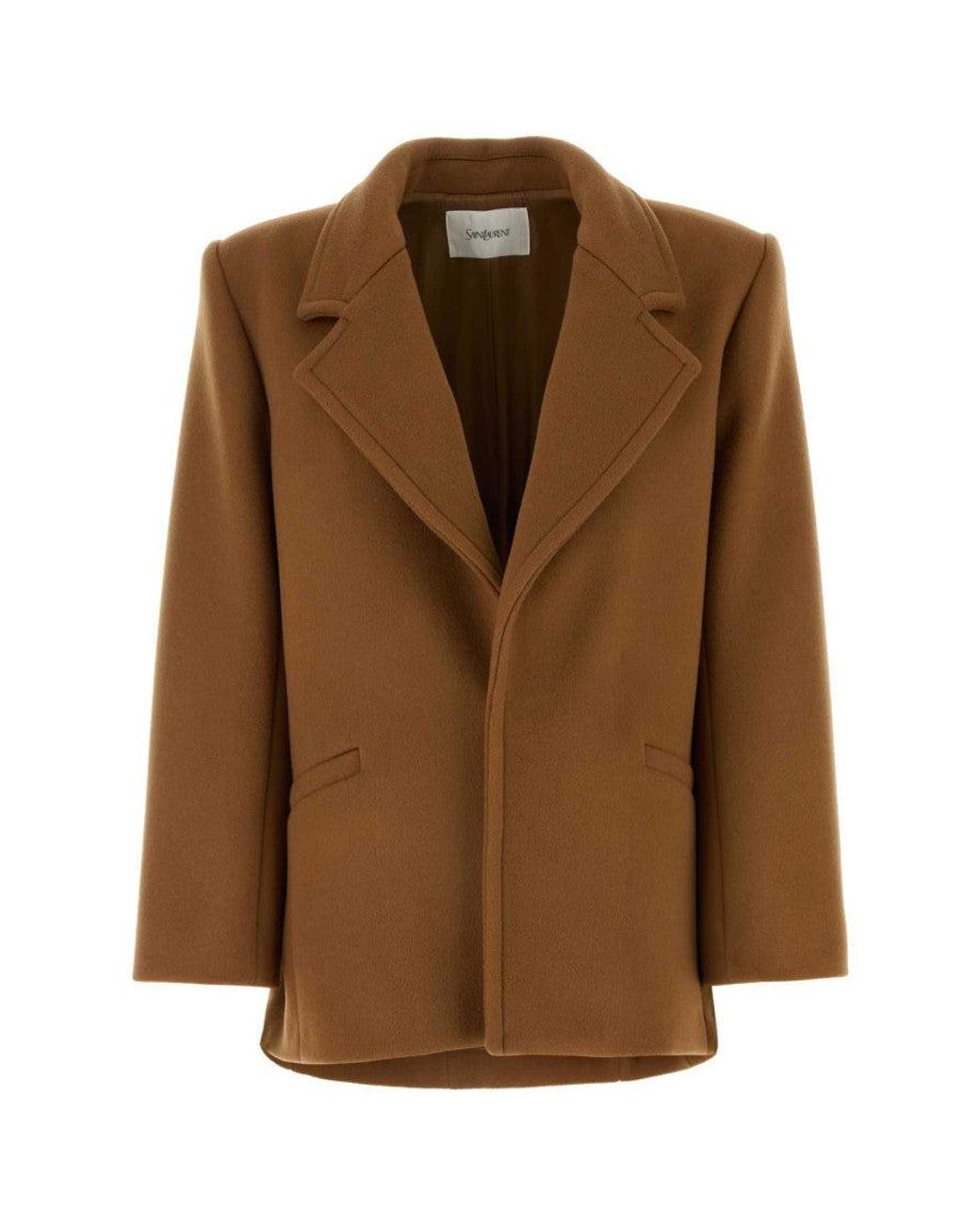 Saint Laurent Brown Single-Breasted Wool Coat