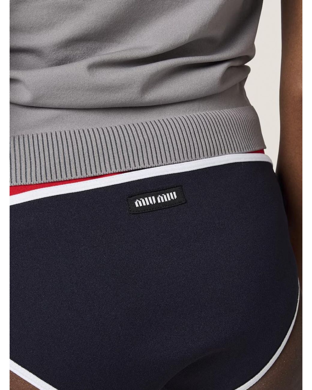 Miu Miu Blue Technical-Knit Bikini Bottom