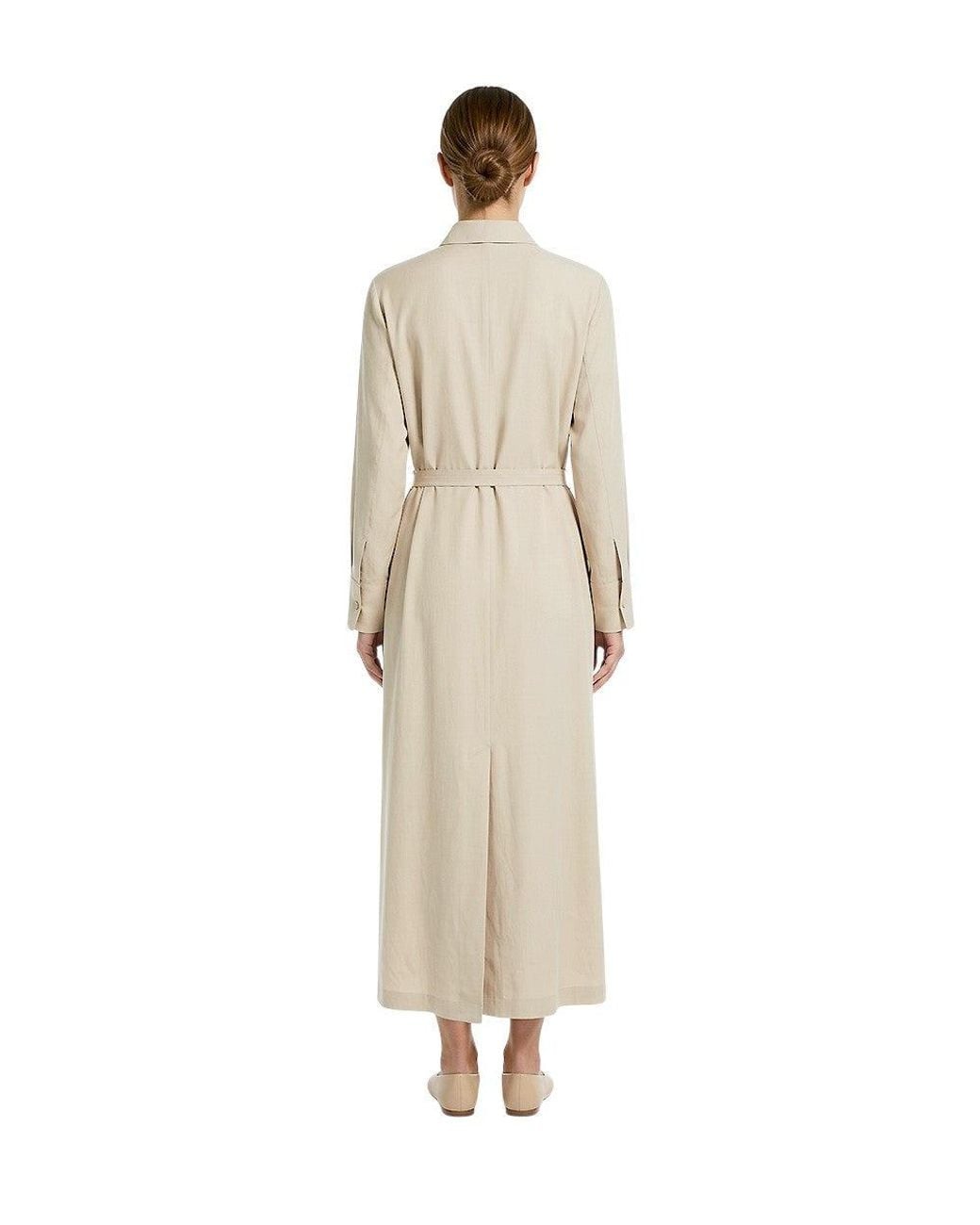Max Mara Natural Solid Shirt Collar Maxi Dress