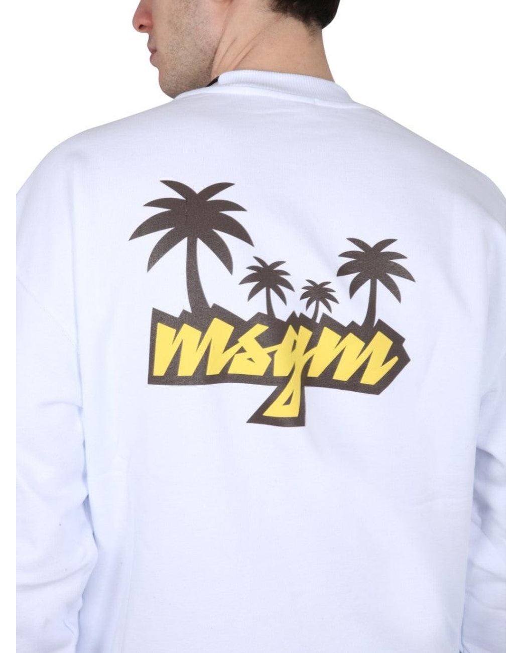 MSGM White Crew Neck Sweatshirt for men