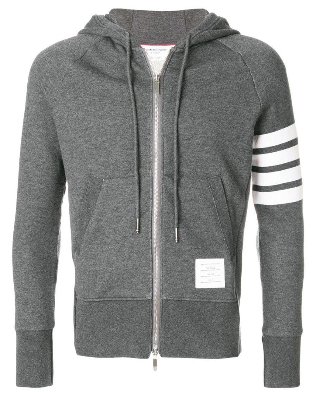 Thom Browne Gray Logo Stripes Hoodie for men