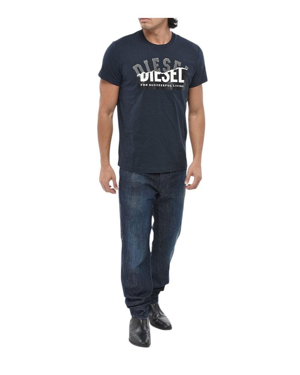 DIESEL Blue Graphic Logo T-Shirt for men