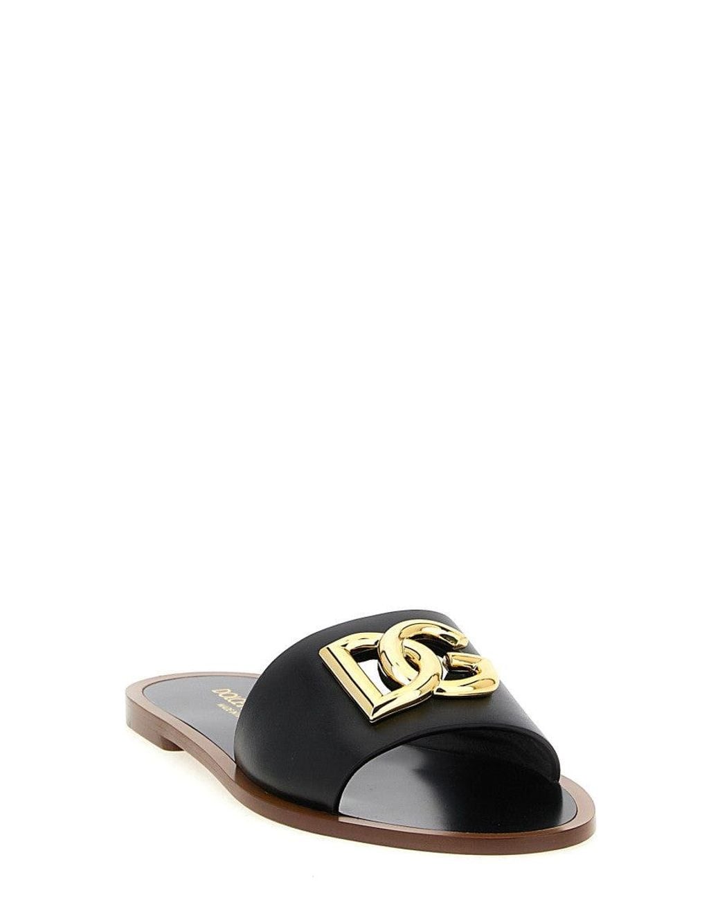 Dolce & Gabbana Black Logo Sandals