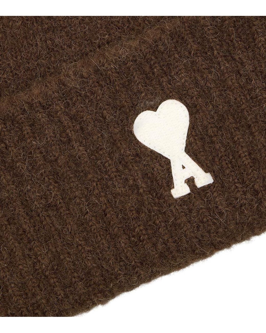 AMI Brown Logo Beanie Cap for men