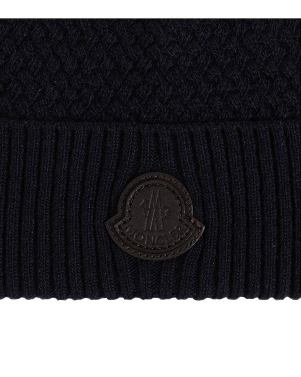 Moncler Blue Logo Beanie Cap for men