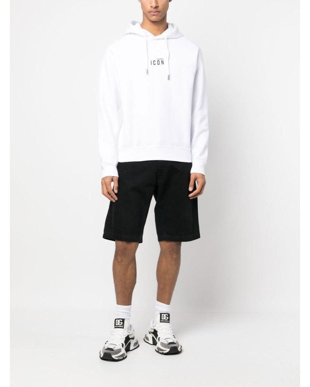 DSquared² White Icon-Print Hoodie for men