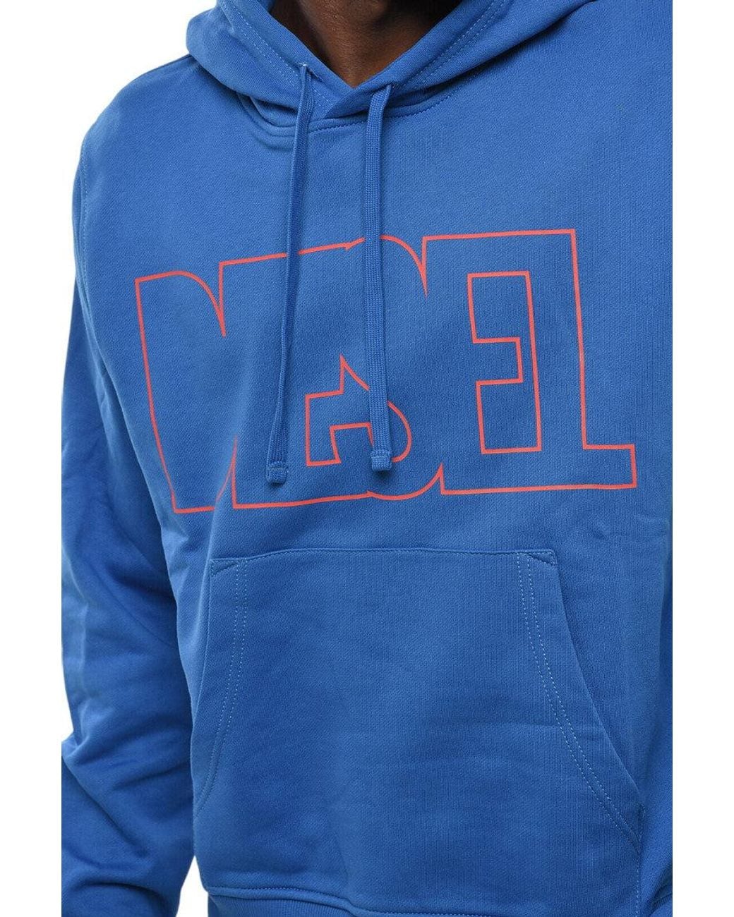 DIESEL Blue Regular Logo Hoodie for men