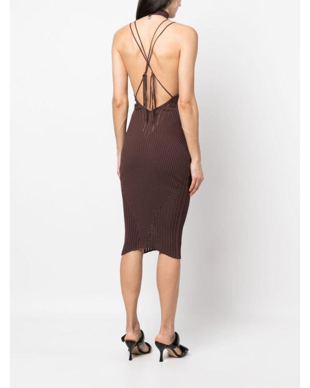 ANDREADAMO Purple Ribbed Midi Dress