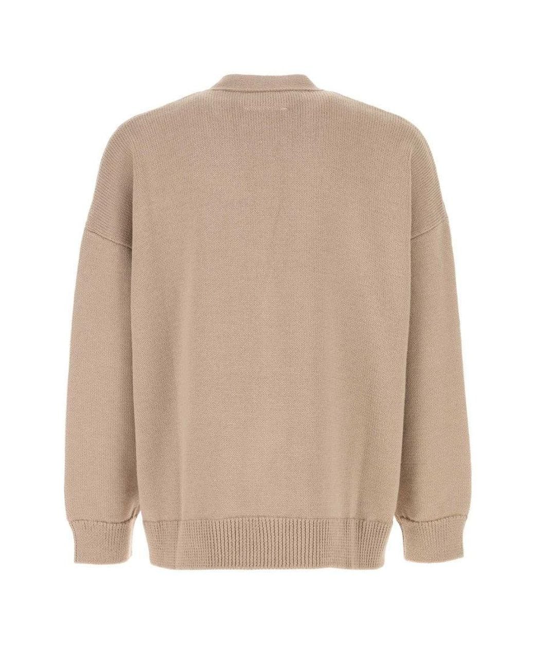 MM6 by Maison Margiela Natural V Neck Cardigans for men