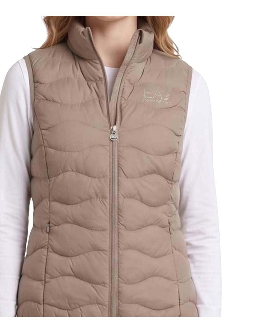 EA7 Brown Quilted Mock Collar Jacket