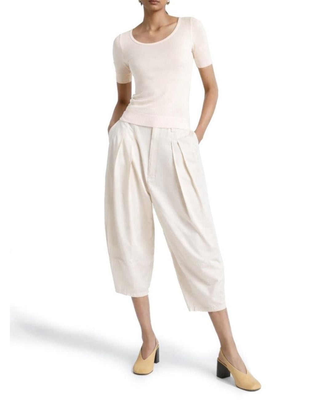 Lemaire White Solid Scoop Neck Top