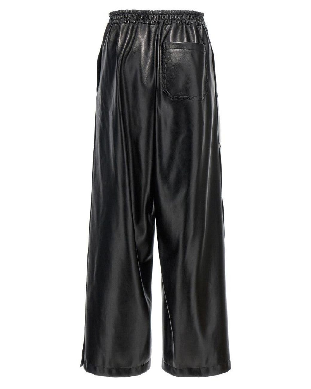 Stella McCartney Gray Alter Mat Leather-Effect Wide Leg Trousers