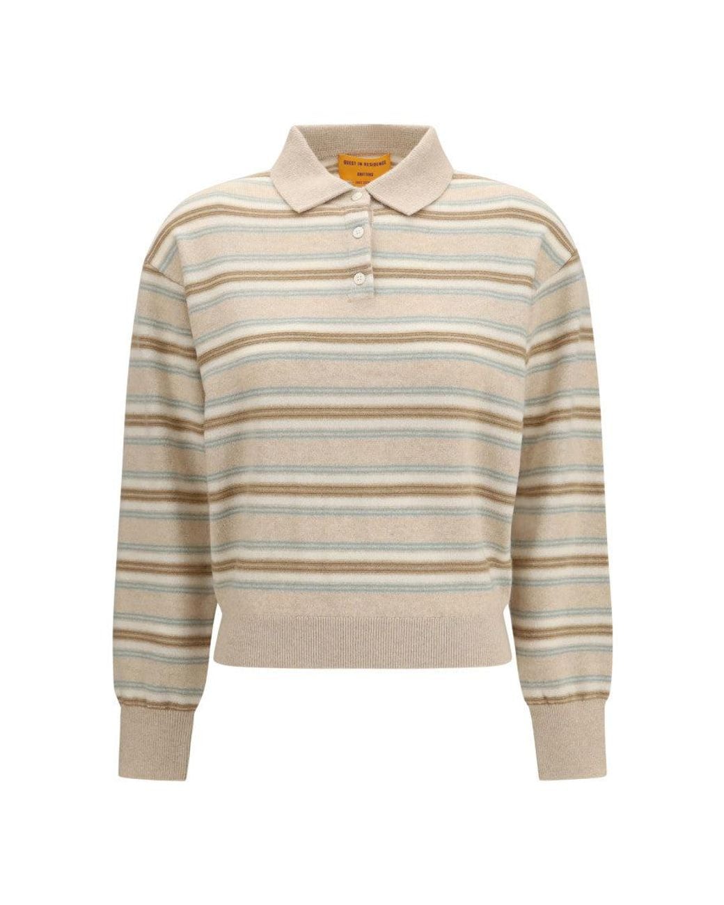 Guest In Residence White Stripes Shirt Collar Sweater