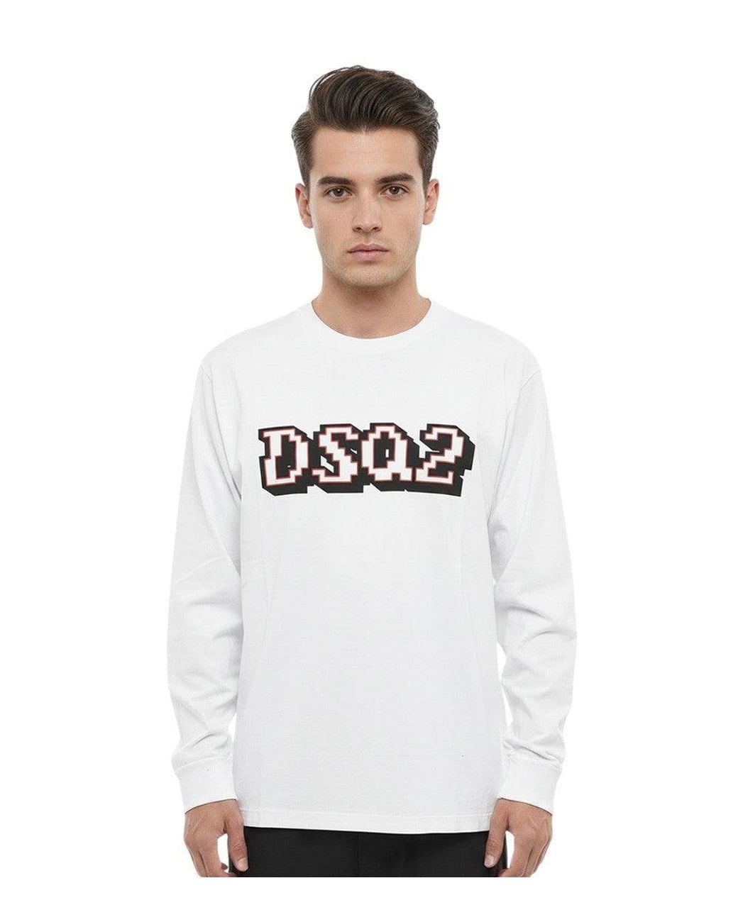 DSquared² White Logo Crew Neck T-Shirt for men