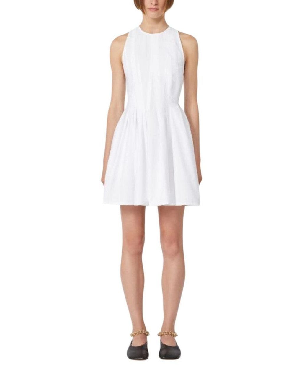Sportmax White Round Neck Mini Dress