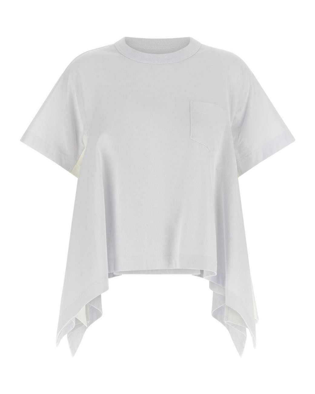 Sacai White Light Weight Denim X Cotton Jersey T-Shirt