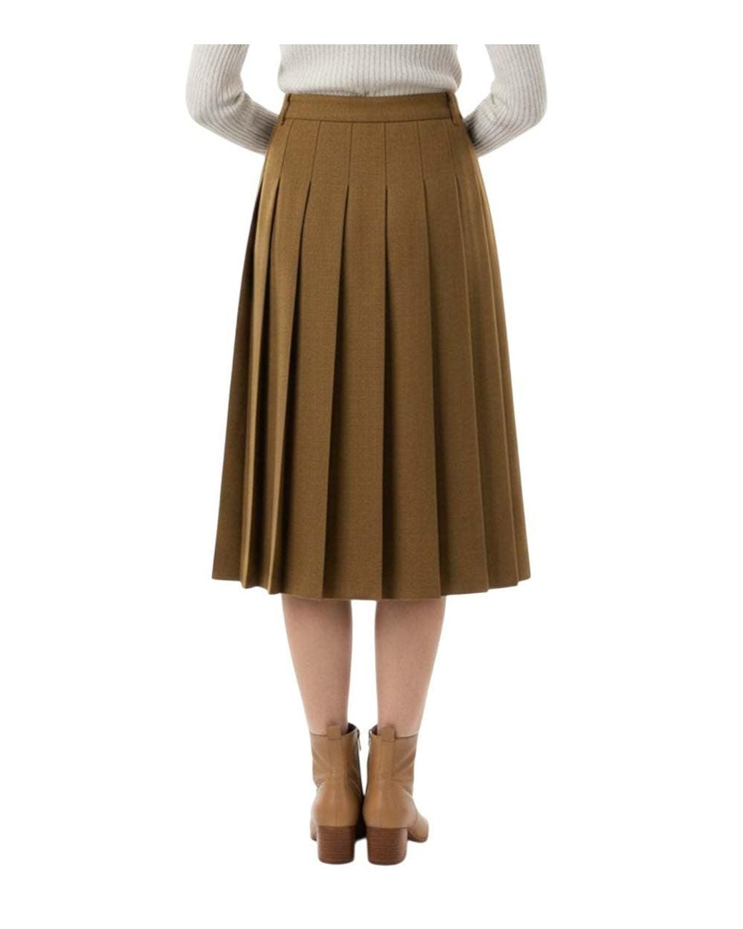 Prada Green Pleated Midi Skirt