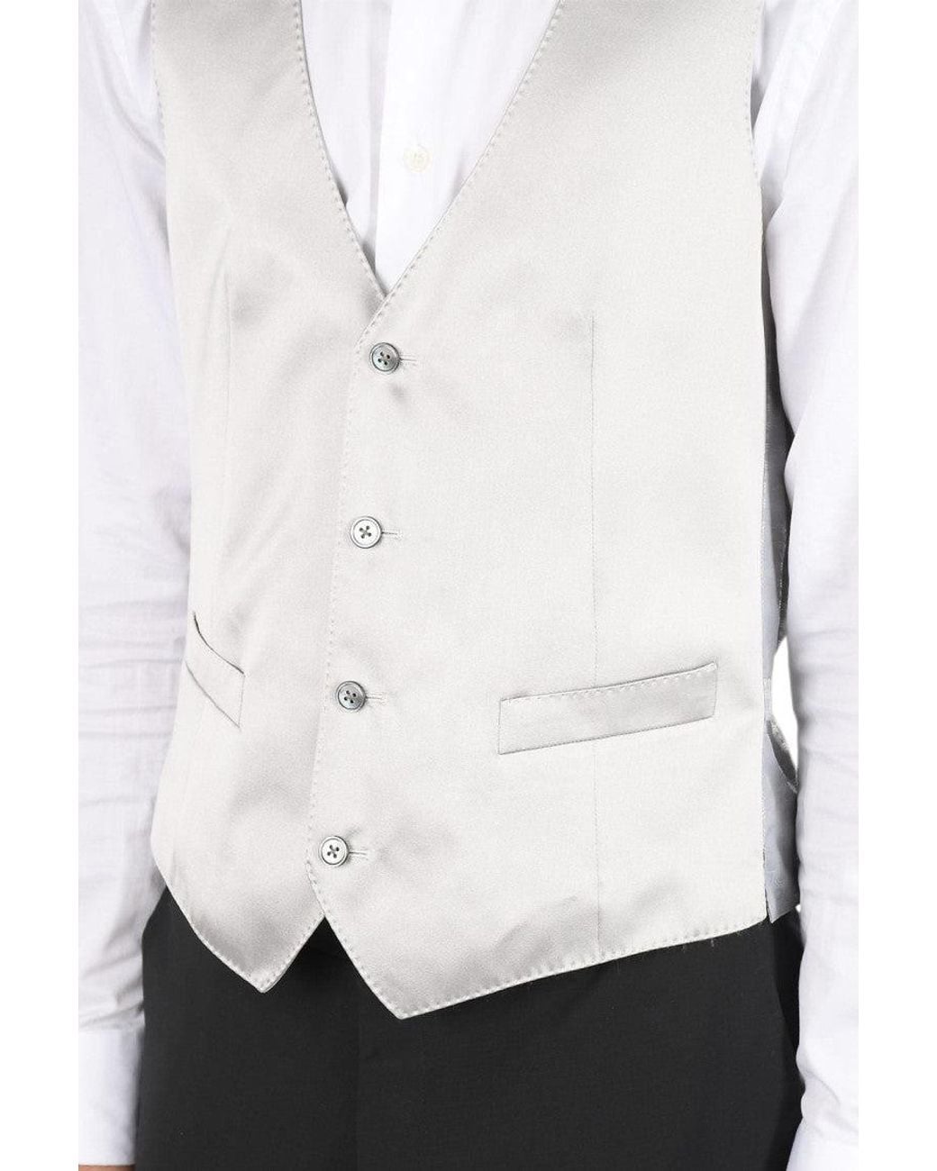 Corneliani White V Neck Waistcoat for men
