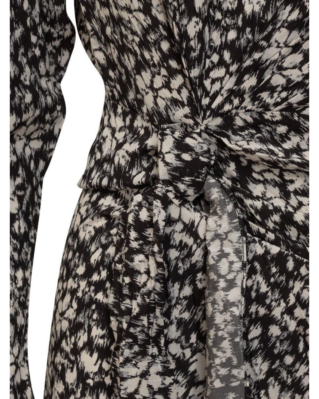 Isabel Marant Gray Printed Round Neck Mini Dress
