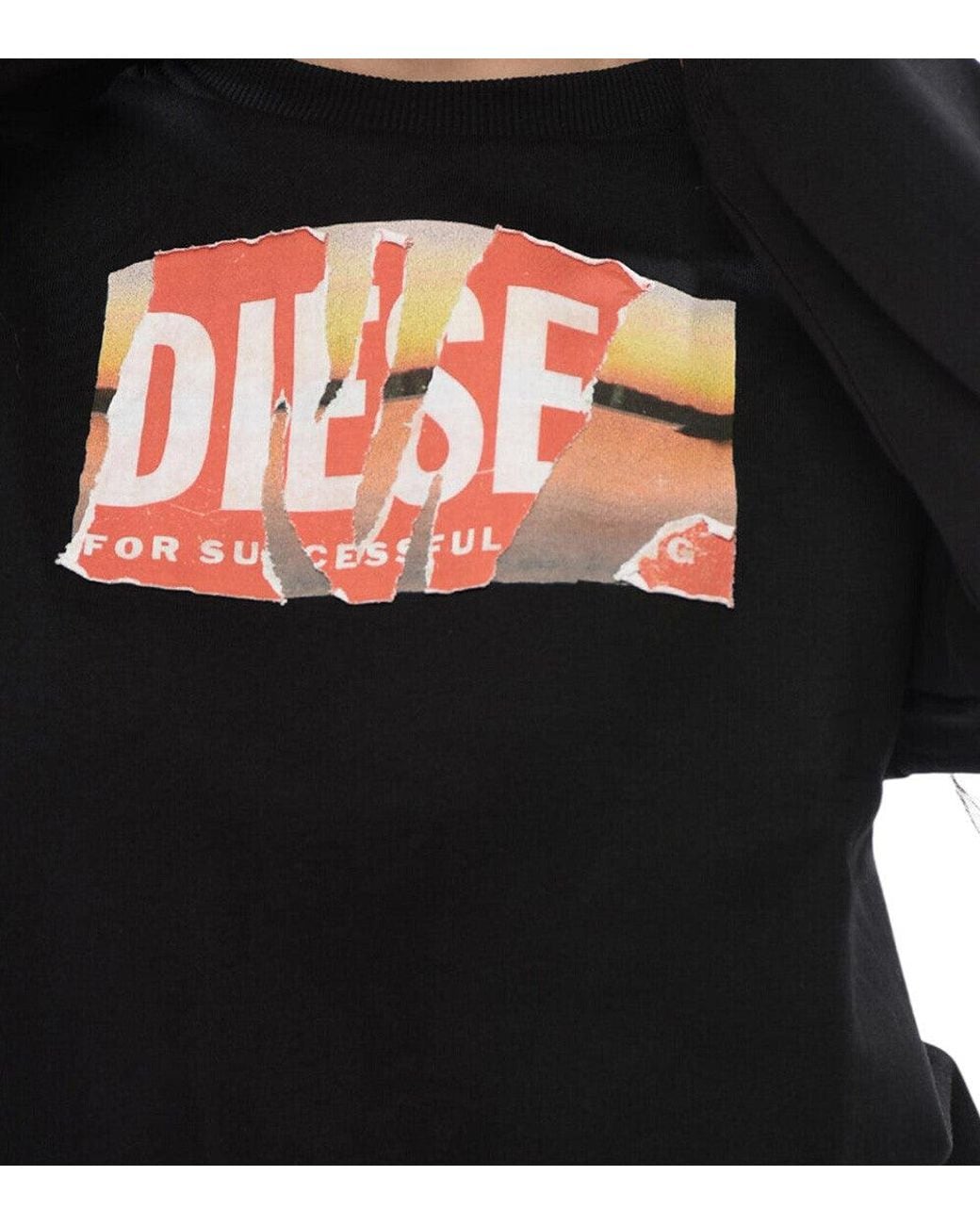 DIESEL Black Graphic Crew Neck Sweatshirt