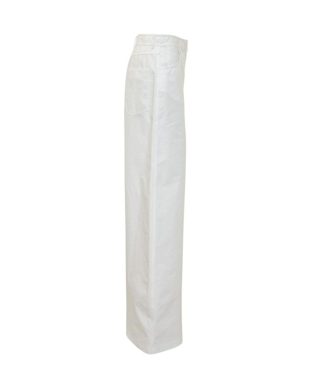 MSGM White Relaxed Flat Front Pants