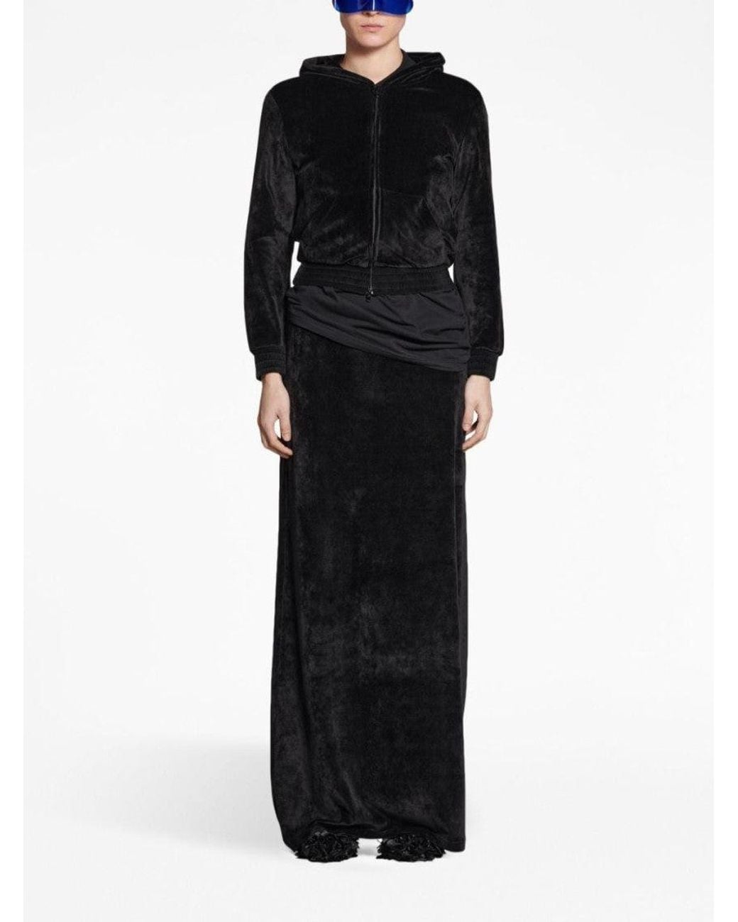 Balenciaga Black Velvet Maxi Skirt
